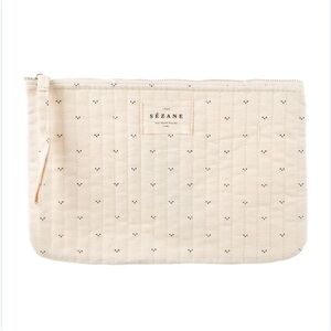 Sézane Cream Quilted Clutch